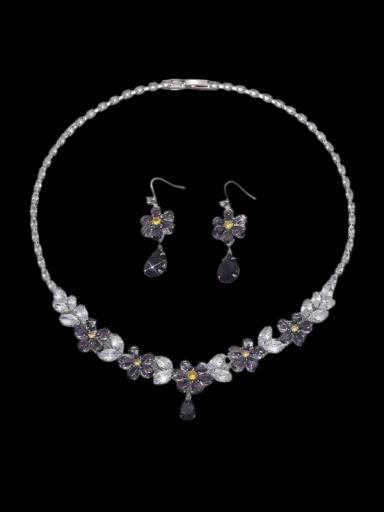 Water Drop Zircon Necklace & Earrings Jewelry Set