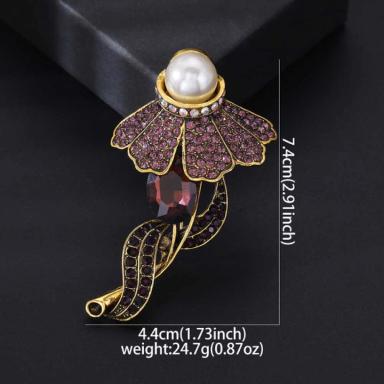 Elegant Jellyfish Rhinestone & Pearl Brooch